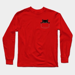 CAT IN A POCKET- BLACK CAT Long Sleeve T-Shirt